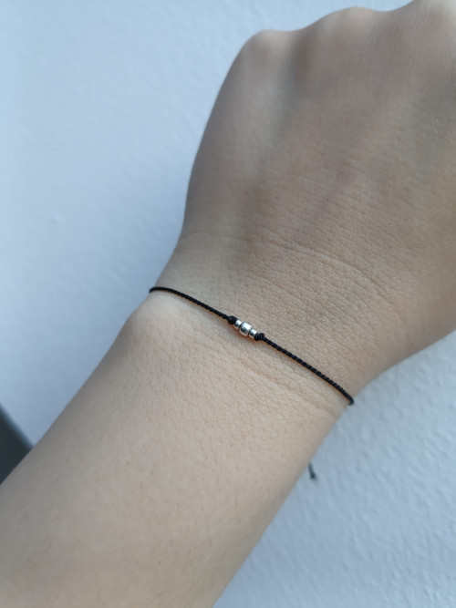Náramek BASIC SILK (3) Luxury Silver ed. - black — foto 3
