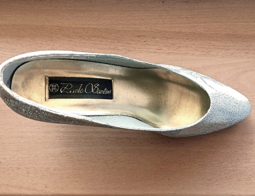 Střevíčky společenské - stříbrné - textil — foto 5