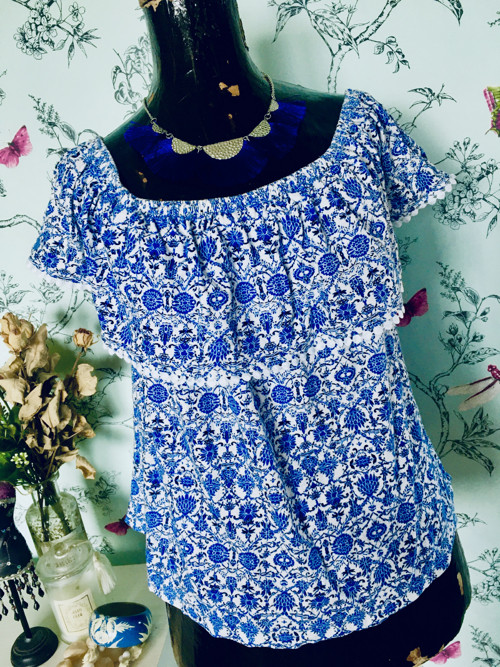 Halenka boho modrobílá — foto 2
