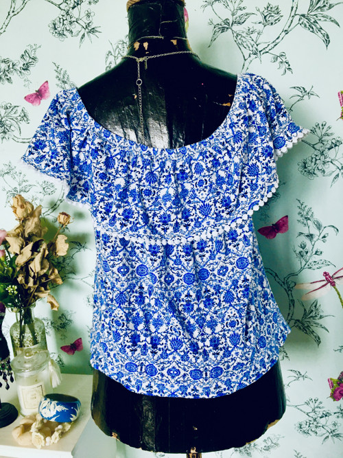 Halenka boho modrobílá — foto 3