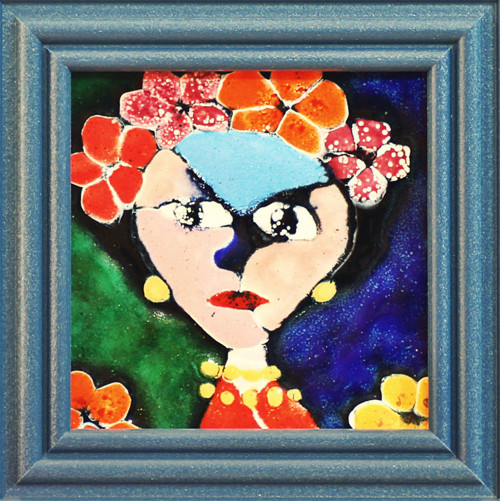 Smaltovaný obraz Frida Kahlo v rámu — foto 3