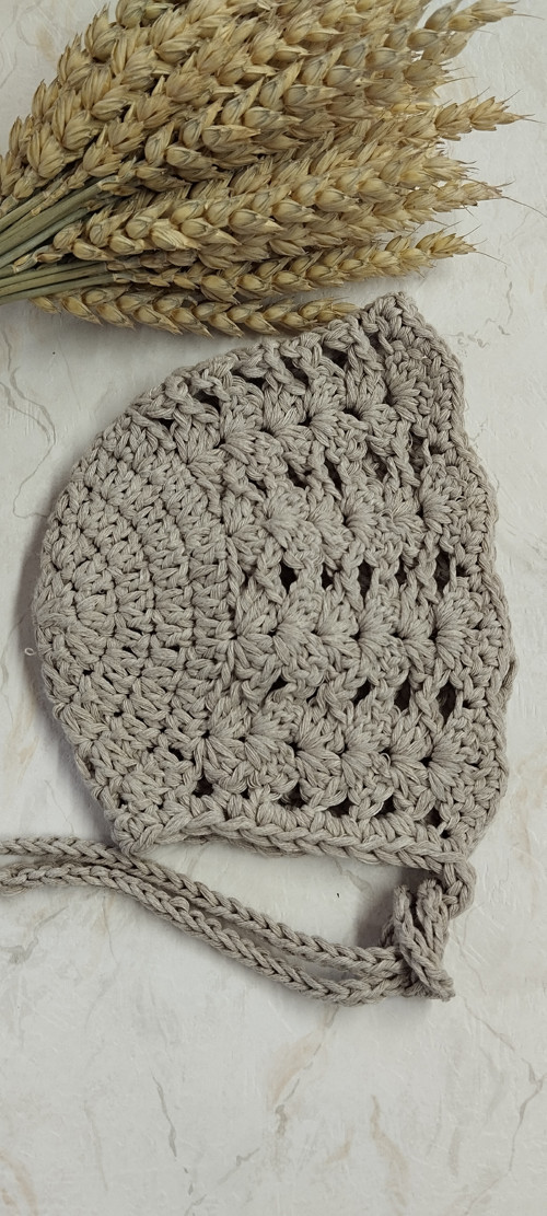 Háčkovaná čepice *Bonnet - režná* — foto 4
