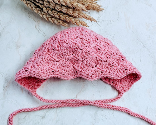 Háčkovaná čepice *Bonnet - růžová* — foto 2