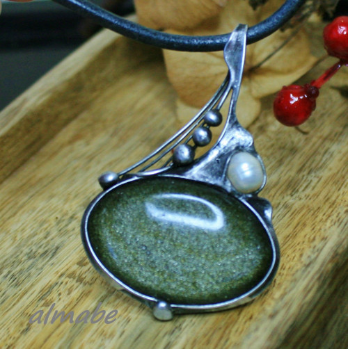 Stříbrný obsidián TOP kvality — foto 3