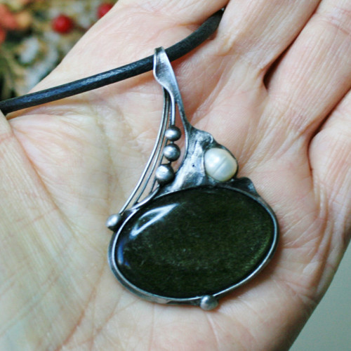 Stříbrný obsidián TOP kvality — foto 5
