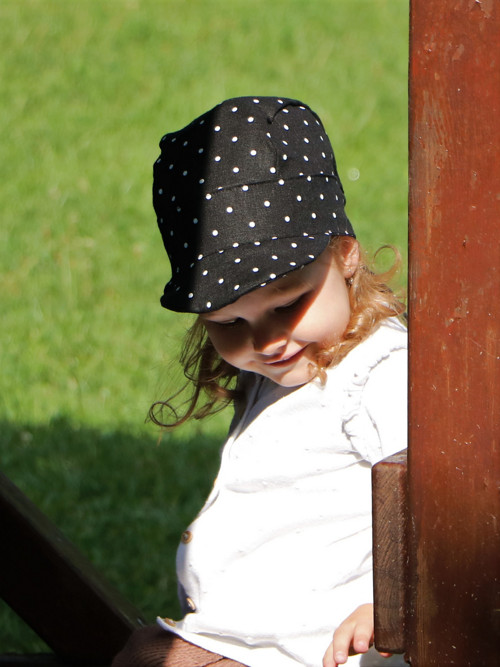 Letný ľanový šilt bodka na modrej — foto 3