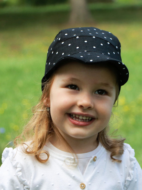 Letný ľanový šilt bodka na modrej — foto 2