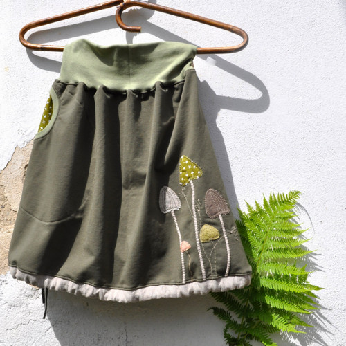 Houbičková khaki sukně — foto 6