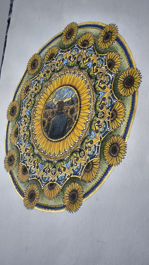 Slunečnicová mandala Vincent van Gogh — foto 4