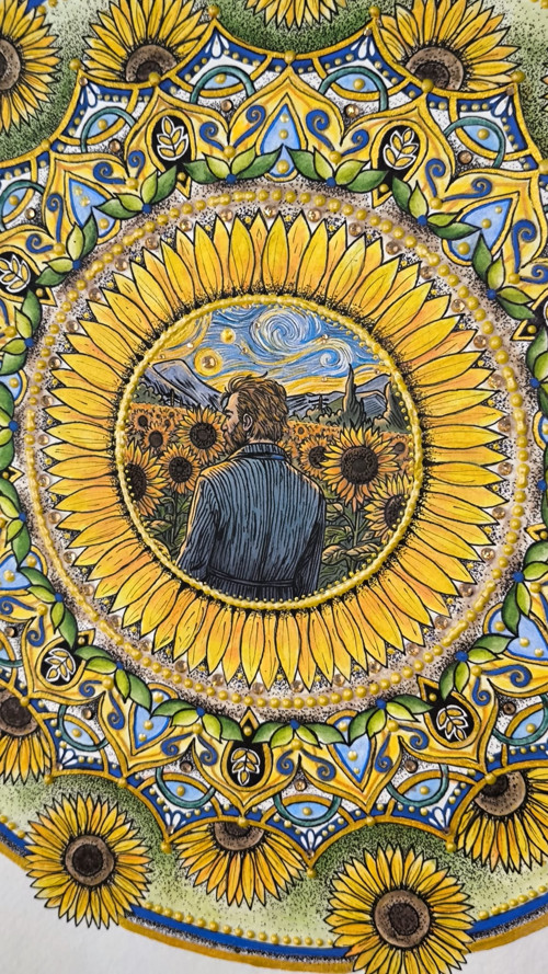 Slunečnicová mandala Vincent van Gogh — foto 2