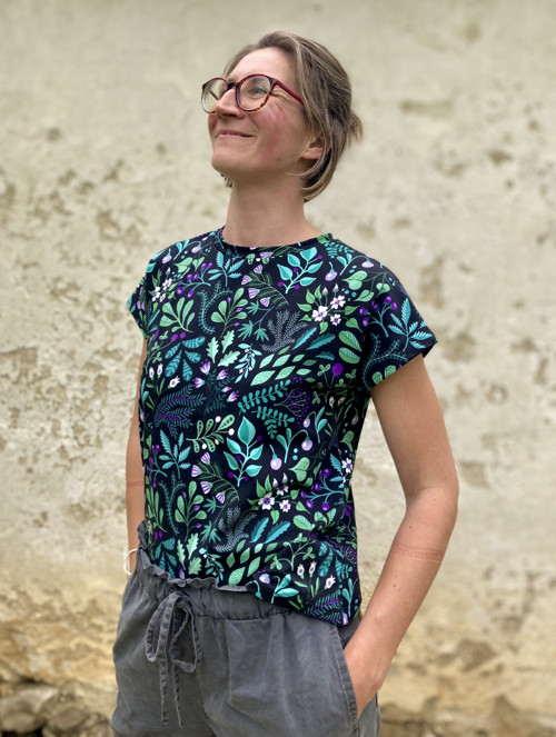 Oversize tričko zelené květy — foto 2