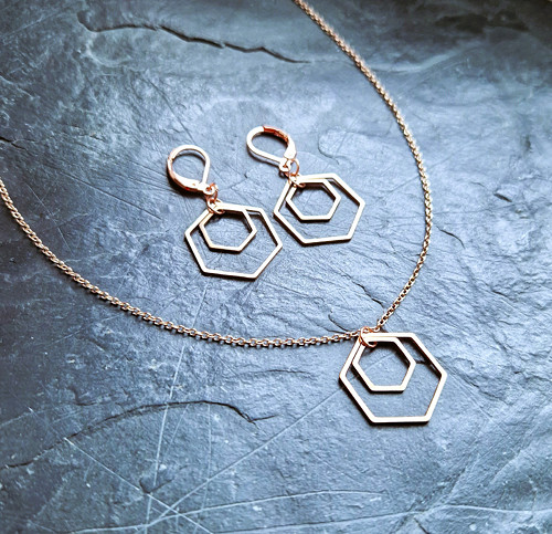 Ocelový náhrdelník*hexagon*rosegold — foto 5