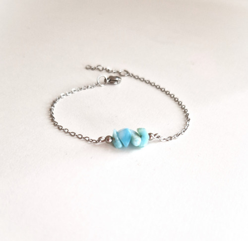 Náramek*larimar*nugetky*chir.ocel — foto 2