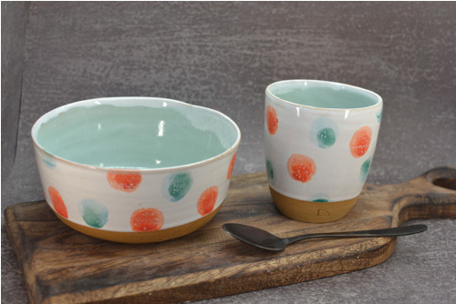 Snídaňová miska "Puntík/mint " 400 ml — foto 3