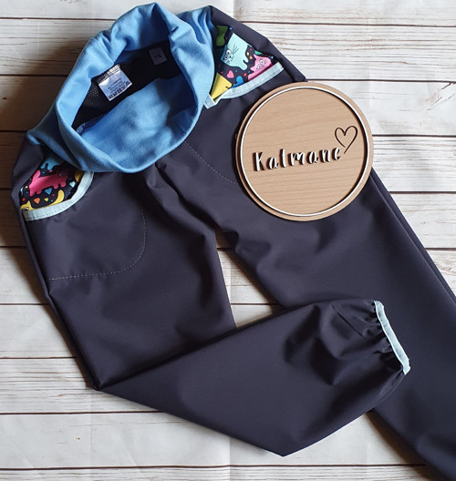Letní softshellové kalhoty-šedá/kočky — foto 3