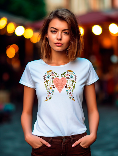 Tričko ︎ Heart With Floral Wings ︎ — foto 6