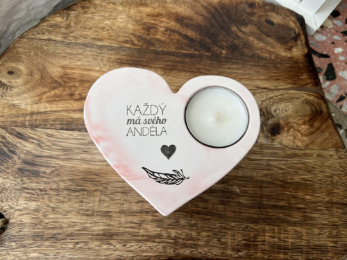 2D Svícen "Srdce" (červené mramorování) - text — foto 2