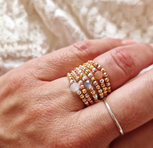 Broušený hematit*gold+rosegold*prsten — foto 6