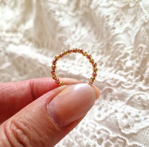 Broušený hematit*gold+rosegold*prsten — foto 4