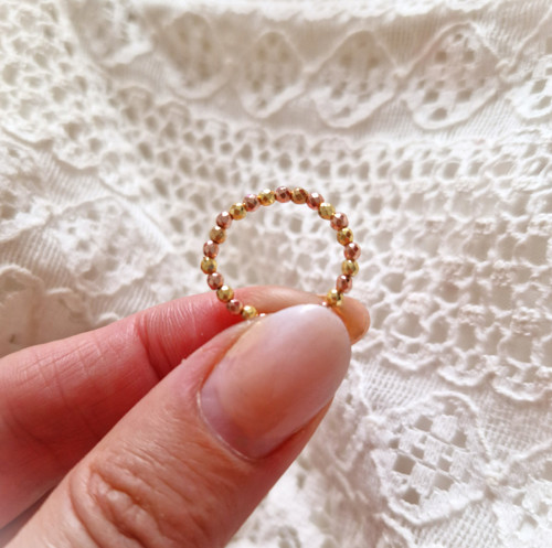 Broušený hematit*gold+rosegold*prsten — foto 2