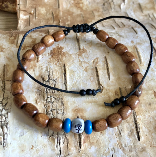 Pánský Shamballa Náramek Hnědo Modrý — foto 2