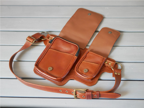 Kožená ledvinka - Bum bag rezavá — foto 2