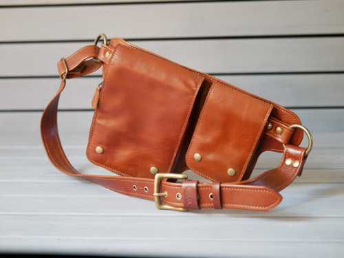 Kožená ledvinka - Bum bag rezavá — foto 4