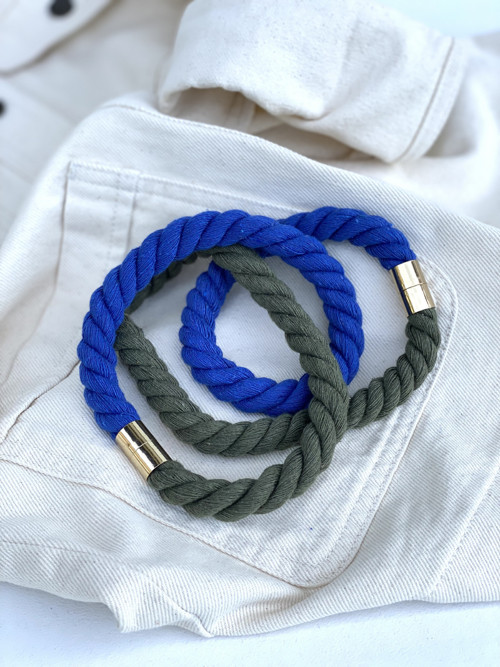 Lanový náhrdelník “ BLUE / KHAKI Minimalist” — foto 3