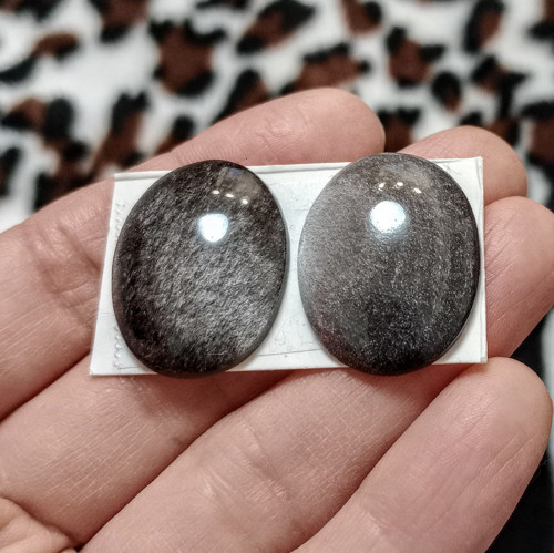 Obsidián - pár, ID 3943, 25x19 mm — foto 2