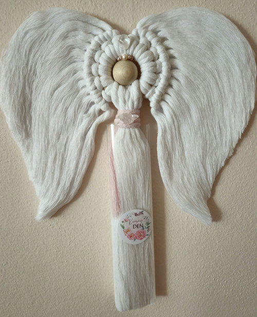 BOHO ANDĚL MACRAME s růžovým opaskem — foto 4