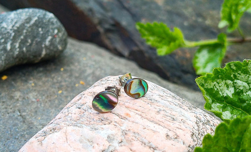 Náušnice z ABALONE shell perletě, chirurgická ocel — foto 4