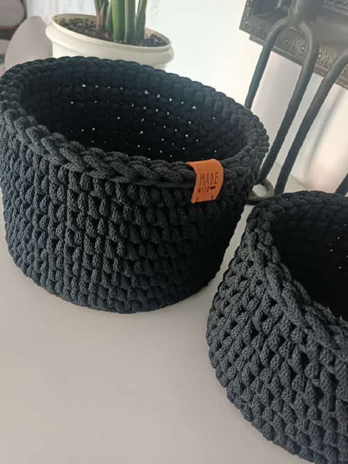 SET HÁČKOVANÝCH KOŠÍKŮ - černý — foto 2