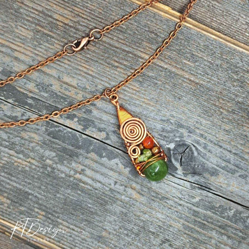 Náhrdelník Green Chalcedon+Vltavín+Karneol — foto 2