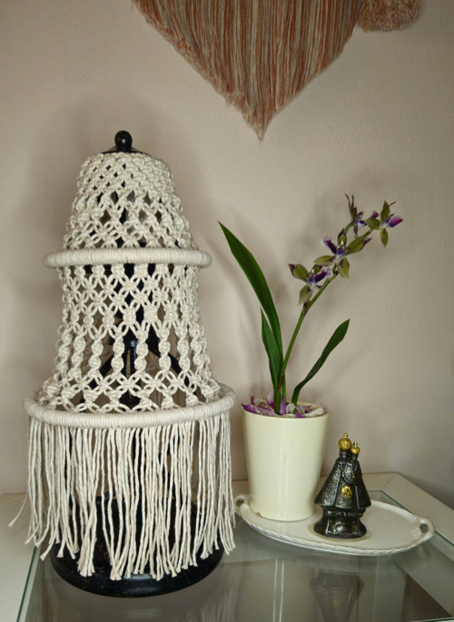 Boho macrame stínítko na stolní lampičku menší — foto 4
