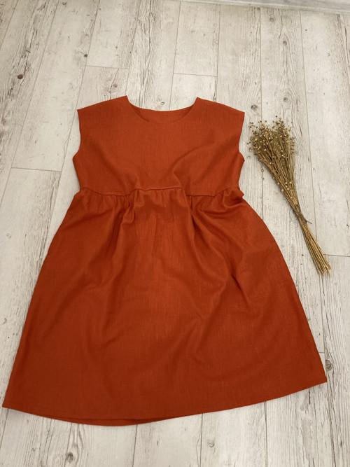 Ľanové Šaty s Vreckami /ORANGE/ — foto 5