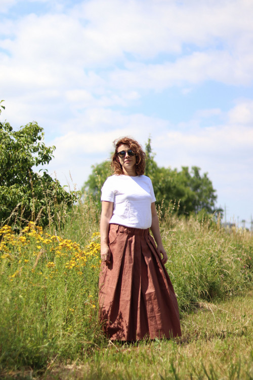 Lněná sukně s balónovým efektem — foto 4