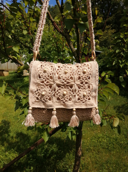 Kabelka háčkovaná béžová — foto 3