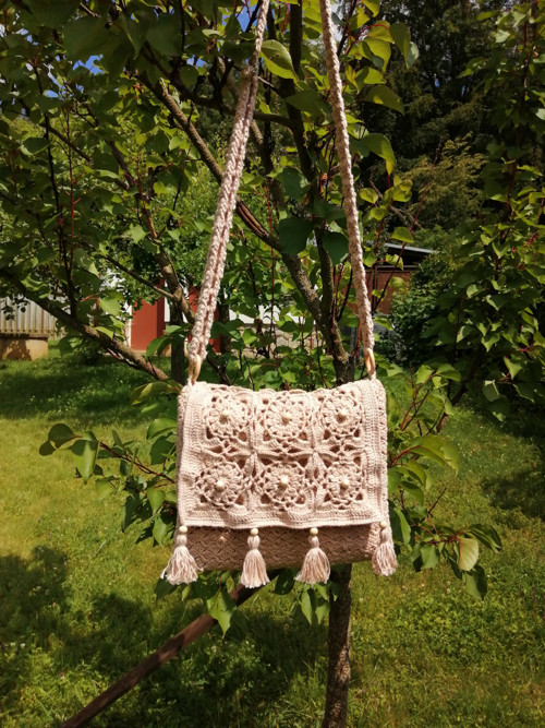 Kabelka háčkovaná béžová — foto 4