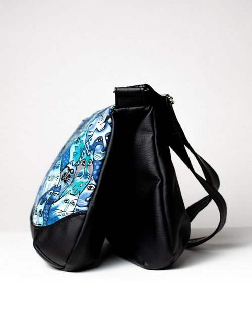 Dvoukomorová crossbody kabelka - Modré kočky — foto 3