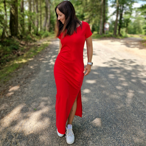 Červené dlouhé šaty Zoe ...S — foto 2