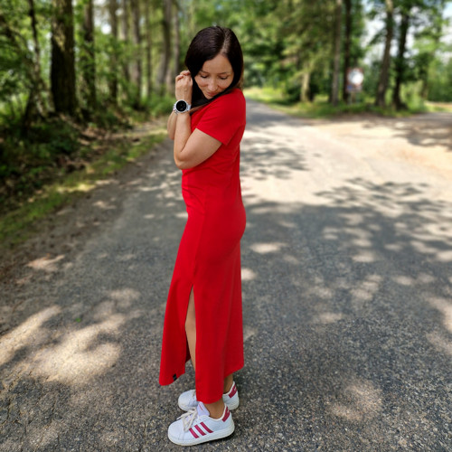 Červené dlouhé šaty Zoe ...S — foto 4