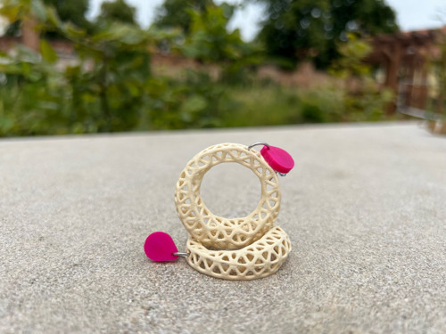 Náušnice pletivo magenta/ivory — foto 2
