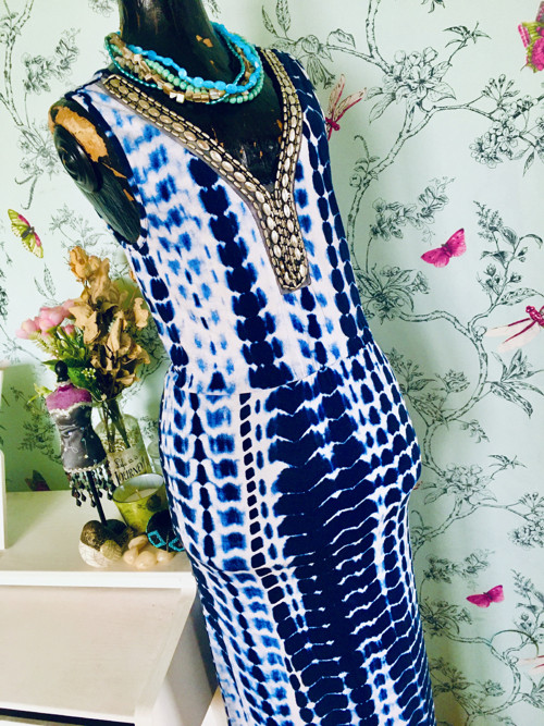 Šaty boho batika modrobílá — foto 3