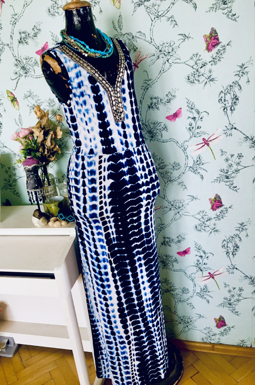 Šaty boho batika modrobílá — foto 4