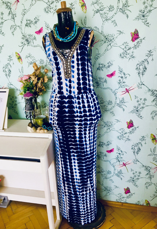 Šaty boho batika modrobílá — foto 6