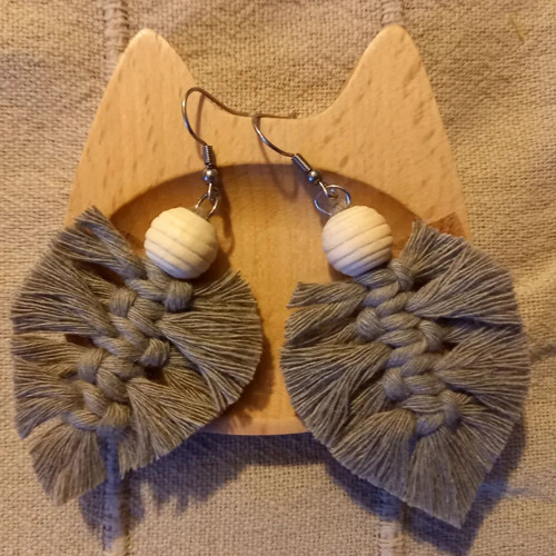 Macramé BOHO náušnice / kávové — foto 3