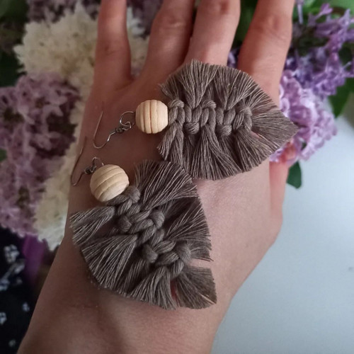 Macramé BOHO náušnice / kávové — foto 2