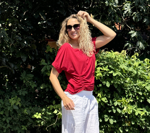 Jahodová tunika s nabíráním — foto 5