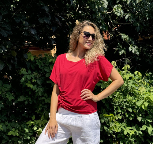 Jahodová tunika s nabíráním — foto 3