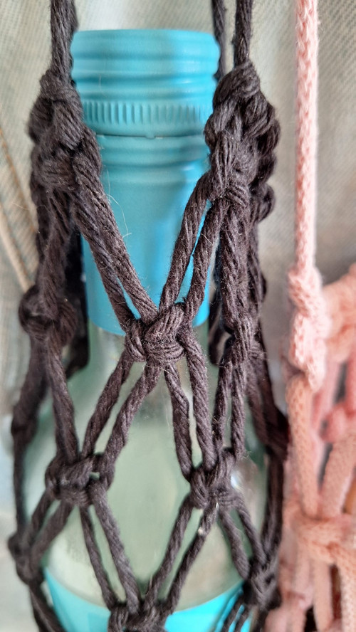 Macramé dárková taška na láhev / BOHO STYLE — foto 4